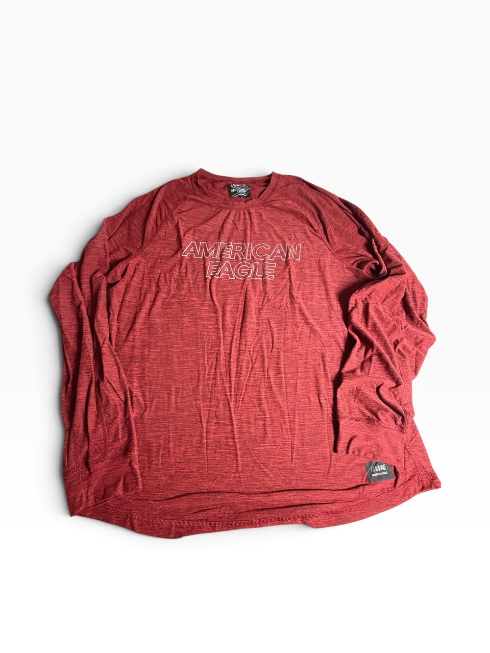 American Eagle Outfitters Red Heather Long-Sleeve Logo Shirt